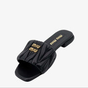 Miu Sandal Black MatelassÃ© Leather