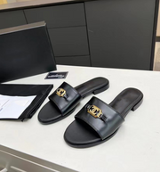 mules navy blue shiny calfskin