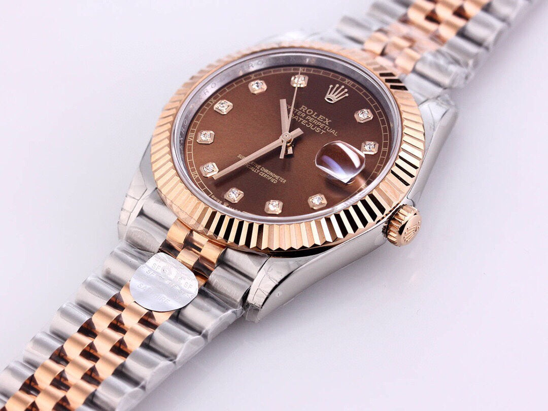 DATEJUST 41 ROSE GOLD STEEL CHOCOLATE DIAMOND DIAL