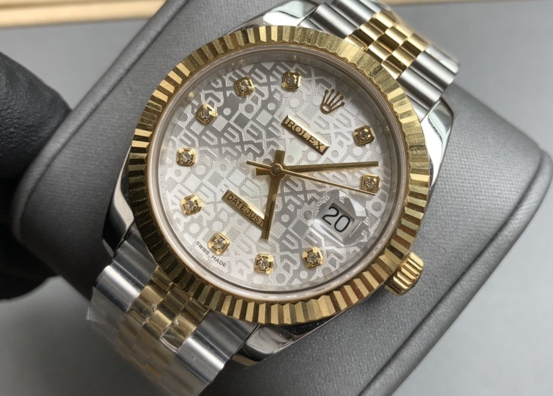 DATEJUST 41 TWO-TONE GREY DIAL DIAMOND NUMERALS
