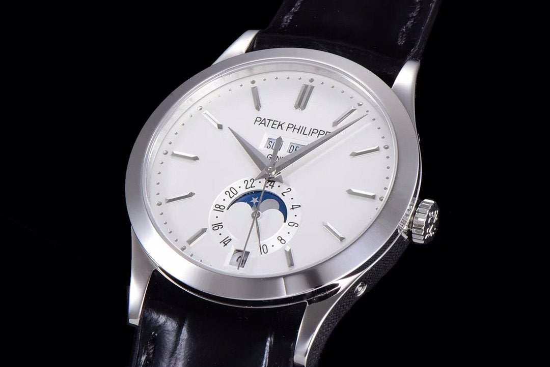PATEK CALATRAVA MOONPHASE ANNUAL CALENDAR STEEL WHITE DIAL