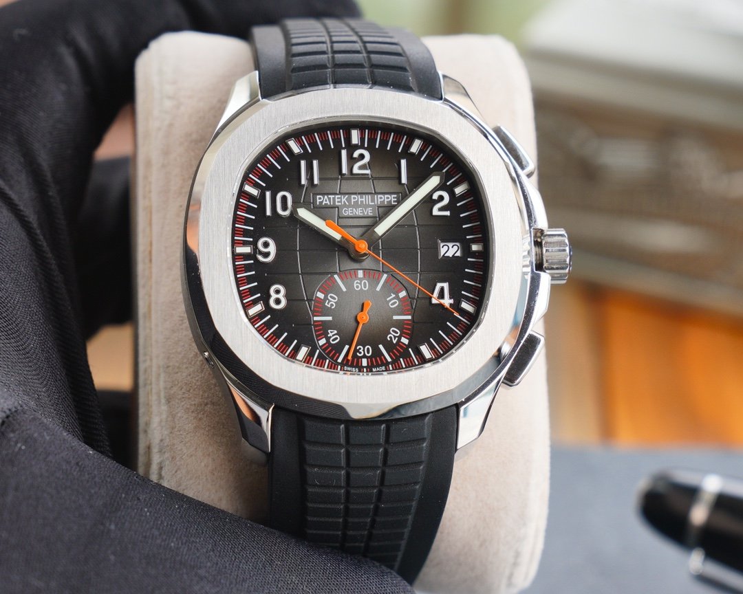 PATEK AQUANAUT CHRONOGRAPH STAINLESS STEEL BLACK STRAP
