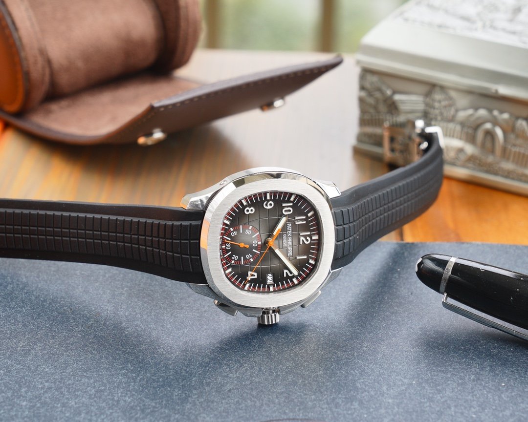 PATEK AQUANAUT CHRONOGRAPH STAINLESS STEEL BLACK STRAP