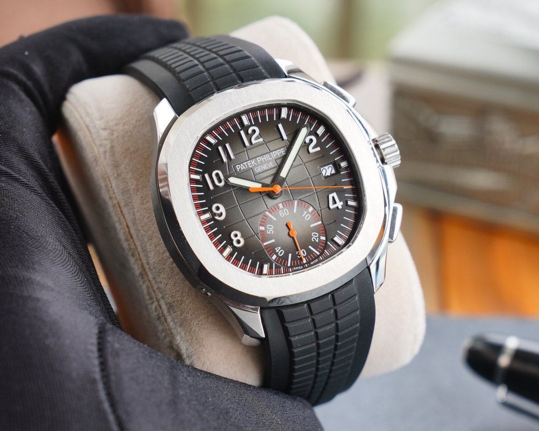 PATEK AQUANAUT CHRONOGRAPH STAINLESS STEEL BLACK STRAP