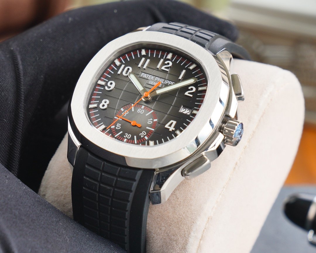 PATEK AQUANAUT CHRONOGRAPH STAINLESS STEEL BLACK STRAP