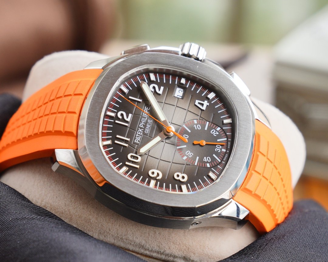 PATEK AQUANAUT CHRONOGRAPH STAINLESS STEEL ORANGE STRAP