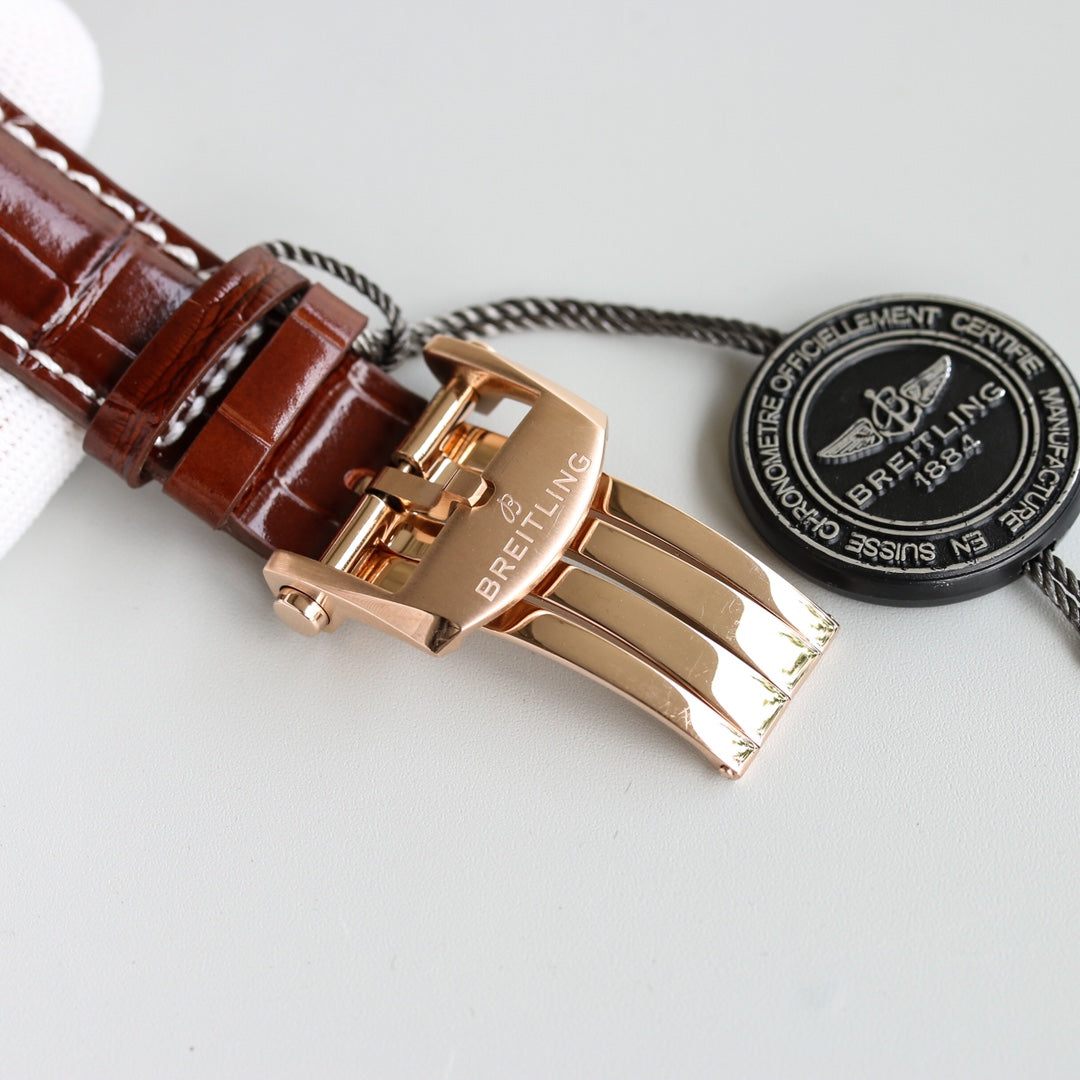 PREMIER DAY DATE 40 STAINLESS STEEL LEATHER STRAP