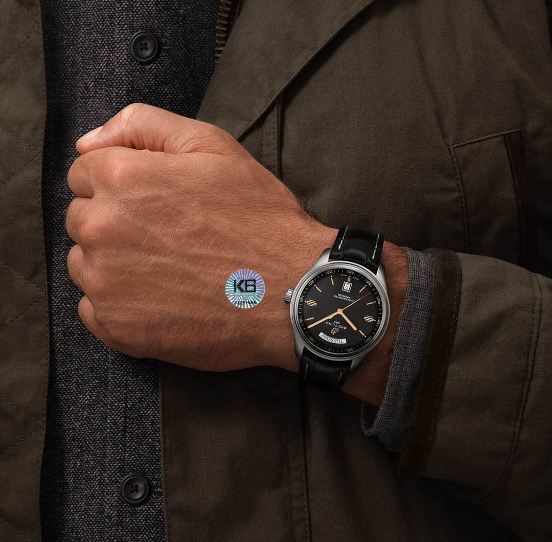 PREMIER DAY DATE 40 STAINLESS STEEL LEATHER STRAP