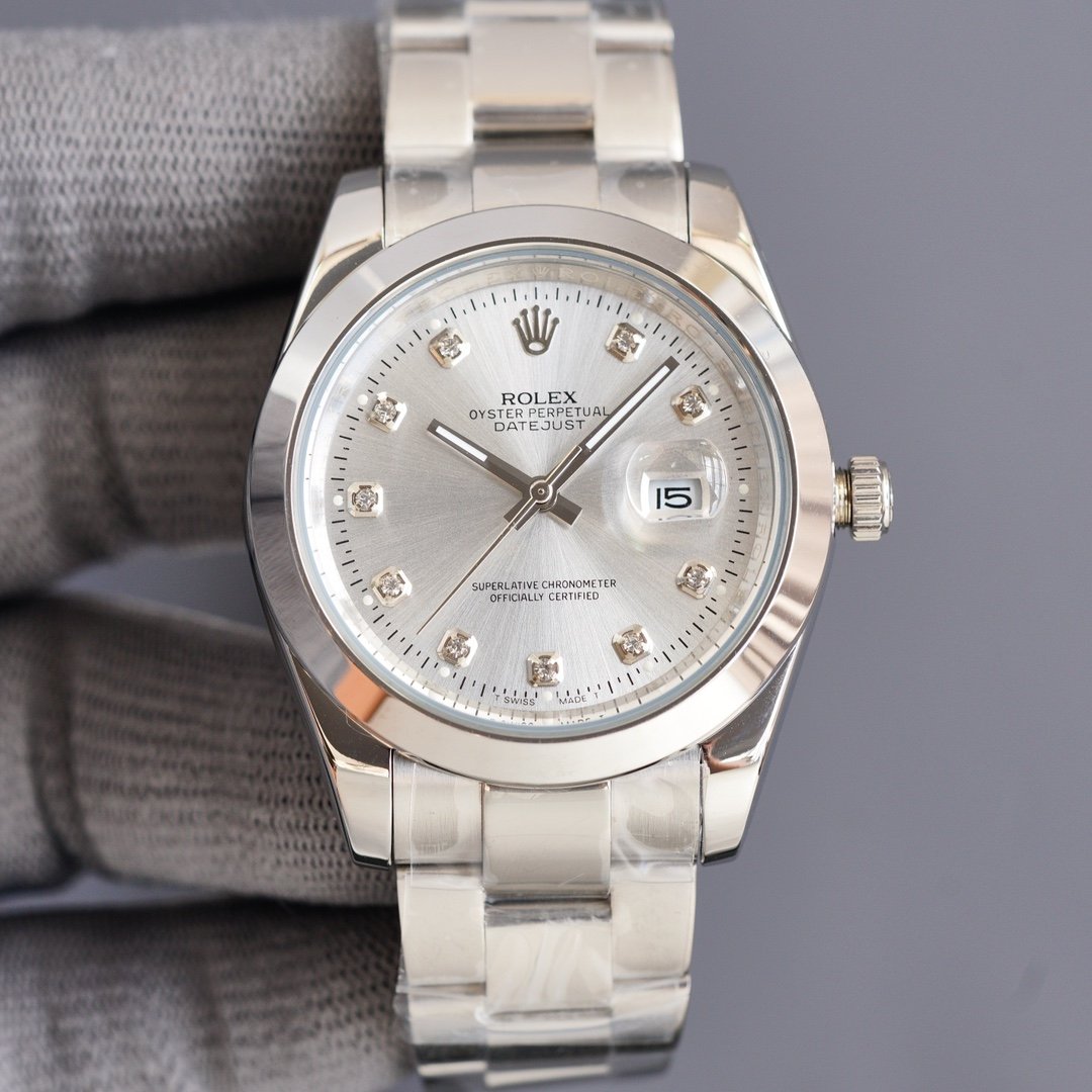 DATEJUST 41MM STEEL SMOOTH BEZEL DIAMOND NUMERALS