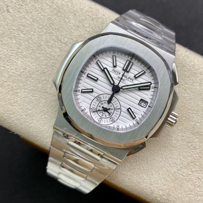 PATEK NAUTILUS 5980/1A-019 CHRONOGRAPH WHITE DIAL
