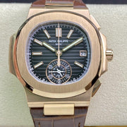 PATEK NAUTILUS 5980/1AR-001 ROSE GOLD CHRONOGRAPH BLUE DIAL LEATHER