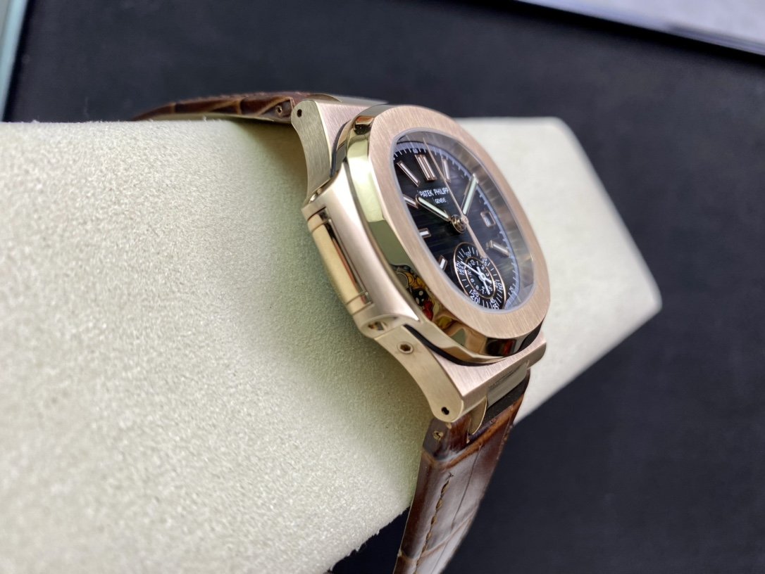 PATEK NAUTILUS 5980/1AR-001 ROSE GOLD CHRONOGRAPH BLUE DIAL LEATHER