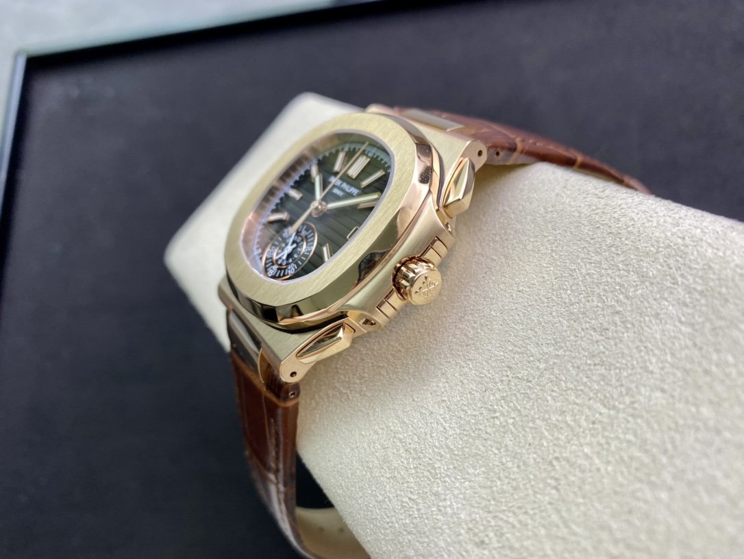 PATEK NAUTILUS 5980/1AR-001 ROSE GOLD CHRONOGRAPH BLUE DIAL LEATHER