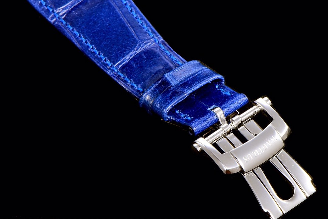 PATEK NAUTILUS MOONPHASE ANNUAL CALENDAR BLUE DIAL LEATHER