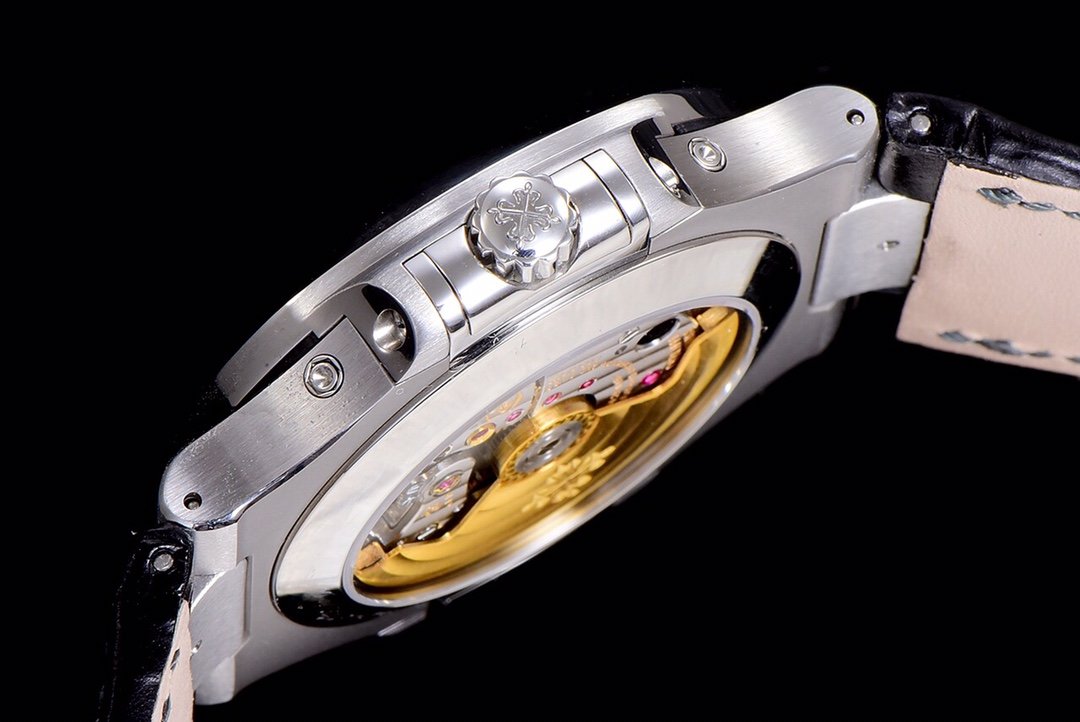 PATEK NAUTILUS MOONPHASE ANNUAL CALENDAR BLACK DIAL LEATHER