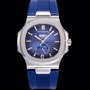 PATEK NAUTILUS MOONPHASE ANNUAL CALENDAR BLUE DIAL RUBBER