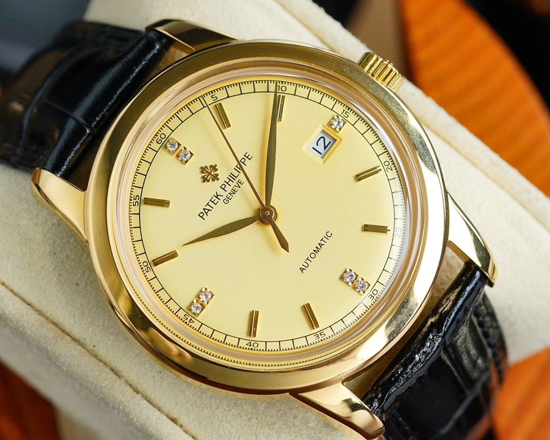 PATEK CALATRAVA 40MM GOLD CASE DIAMOND NUMERALS