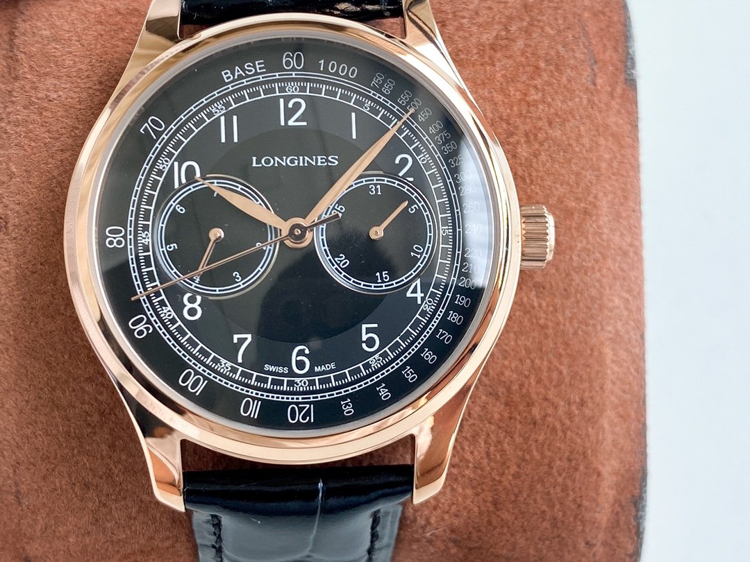 LONGINES 40MM ROSE GOLD DAY-DATE LEATHER