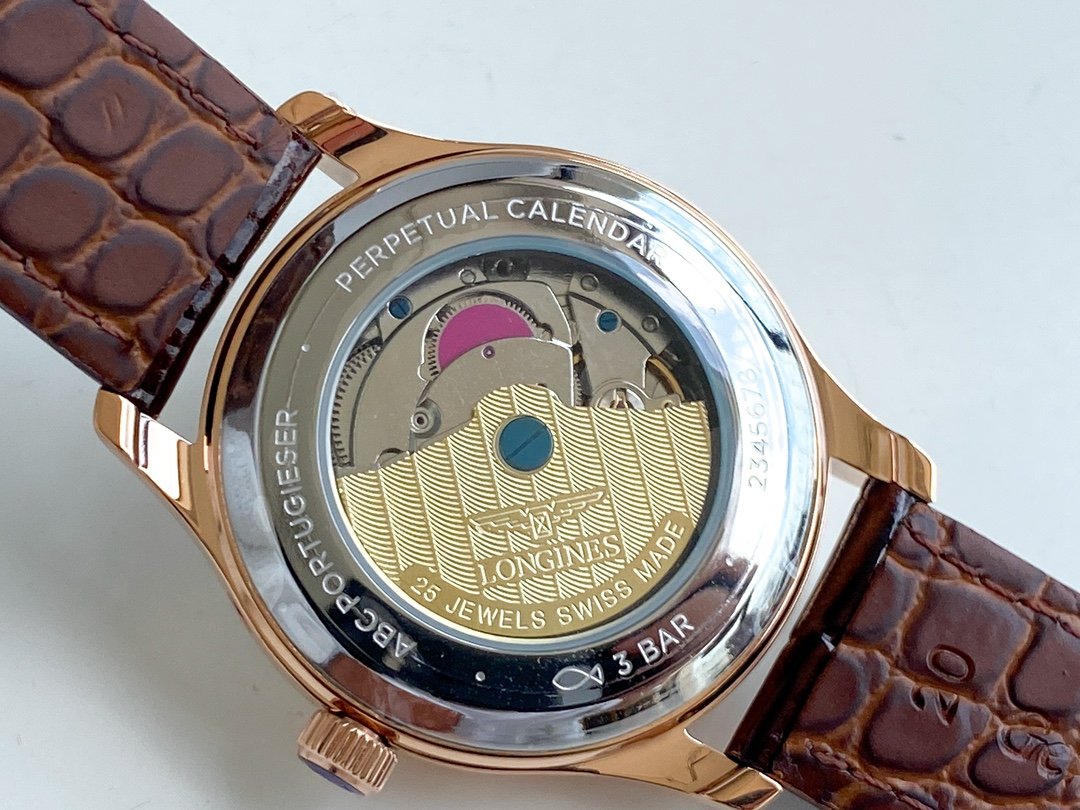 LONGINES 40MM ROSE GOLD DAY-DATE LEATHER