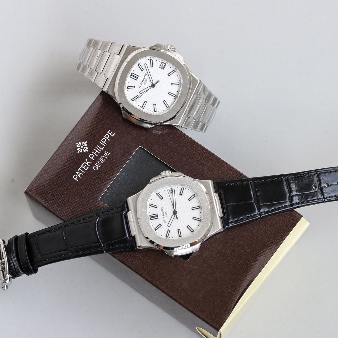 PATEK NAUTILUS 5711 STEEL CASE WHITE DIAL LEATHER