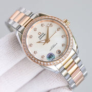 SEAMASTER CO-AXIAL 34MM ROSE GOLD STEEL DIAMOND BEZEL