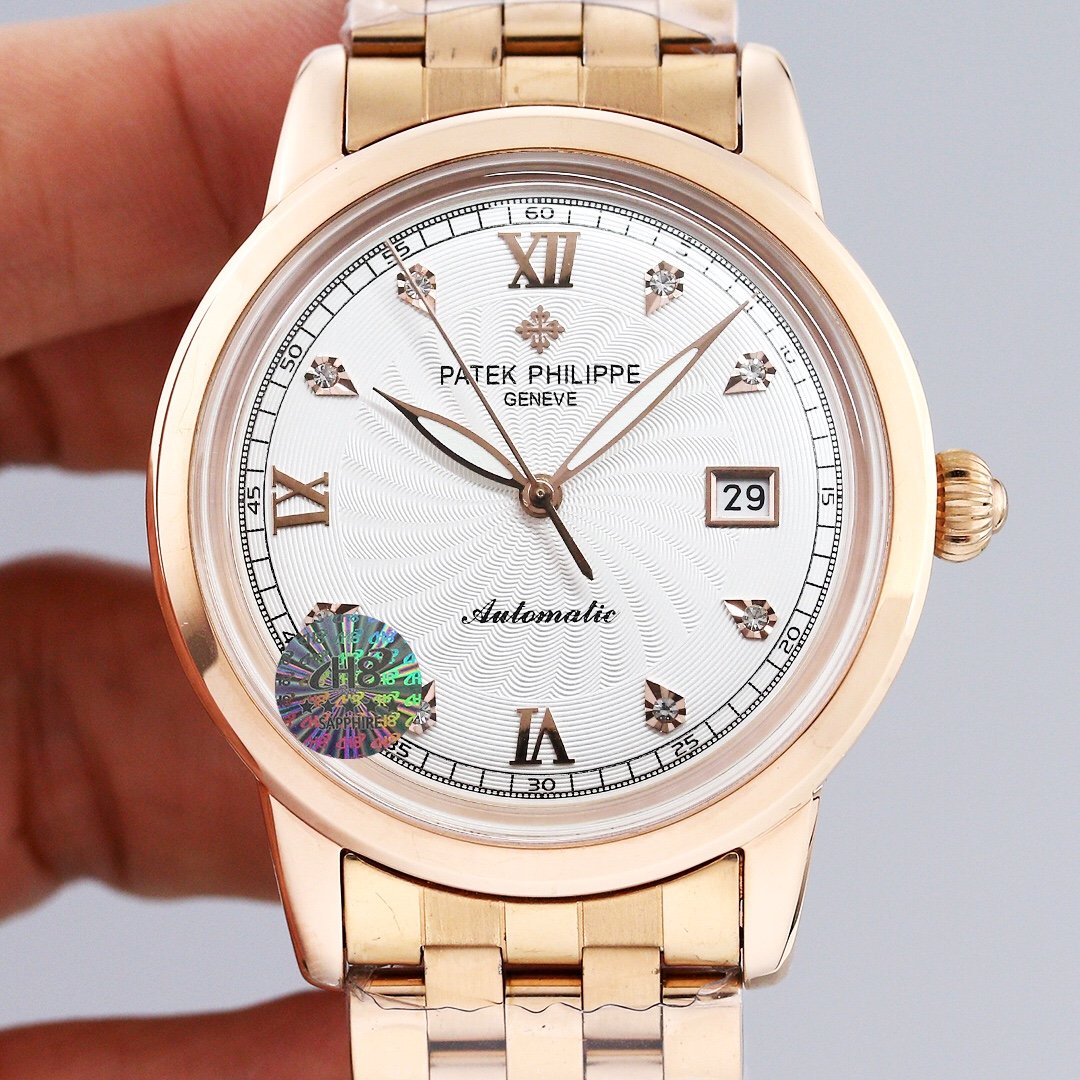 PATEK CALATRAVA 40MM WHITE DIAL DIAMOND BEZEL