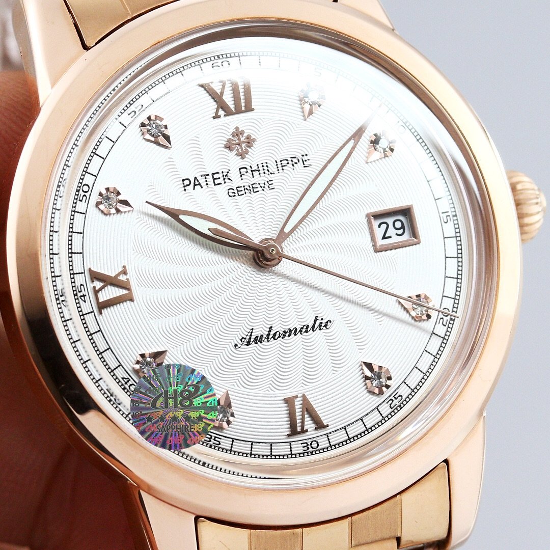 PATEK CALATRAVA 40MM WHITE DIAL DIAMOND BEZEL