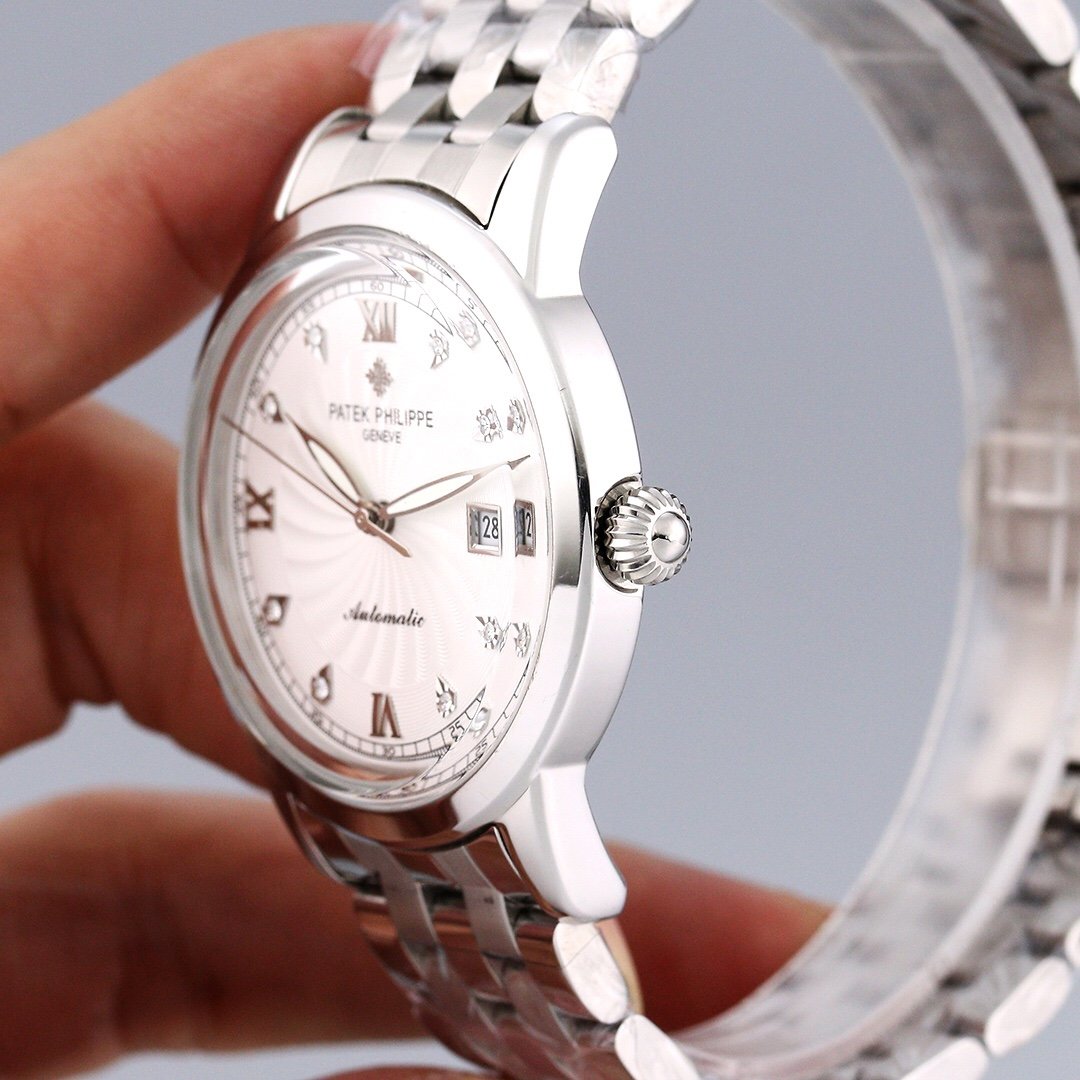 PATEK CALATRAVA 40MM WHITE DIAL DIAMOND BEZEL