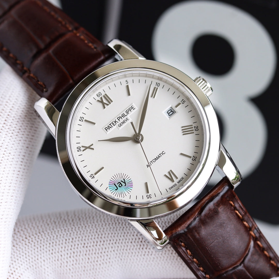 PATEK CALATRAVA 40MM DATE STEEL CASE WHITE DIAL