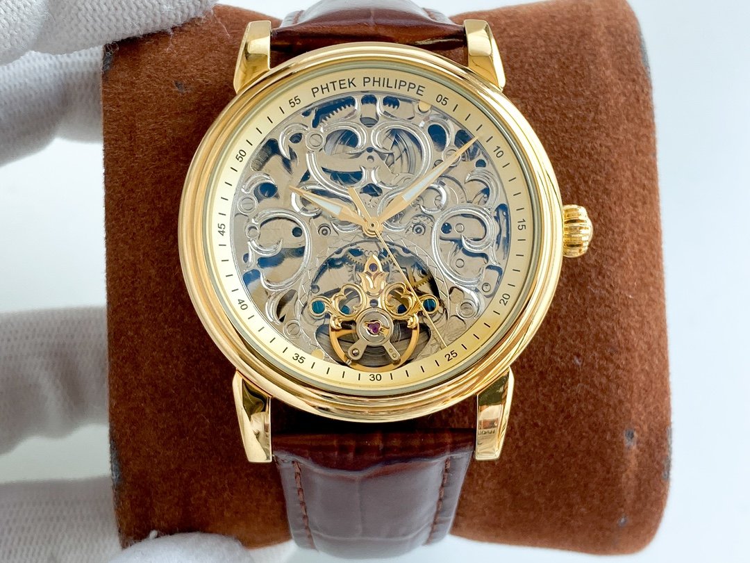 PATEK COMPLICATION GOLD CASE SKELETON DIAL