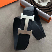 H CONTANCE BELT 38MM SILVER BUCKLE DARK BLUE LEATHER