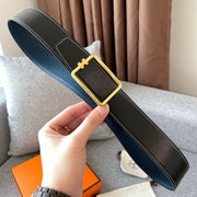 H TUBE BELT 38MM GOLD BUCKLE BLUE BLACK LEATHER