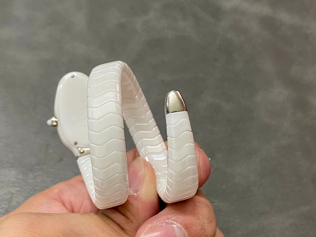 SERPENTI SPIGA WHITE CERAMIC SILVER