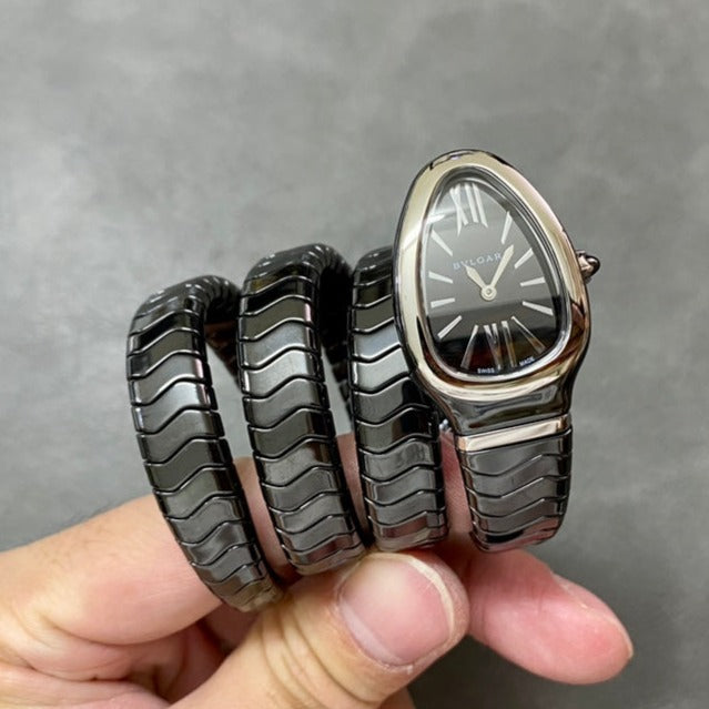SERPENTI SPIGA BLACK CERAMIC SILVER