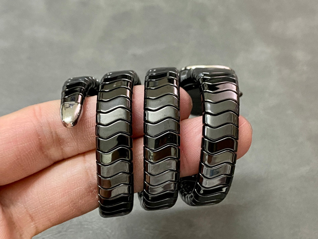 SERPENTI SPIGA BLACK CERAMIC SILVER