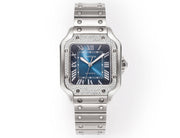 SANTOS LADY 35.1MM STEEL CASE BLUE DIAL DIAMOND BEZEL