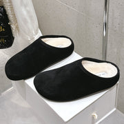 The Row Slipper Black White Cowhide Wool 402119