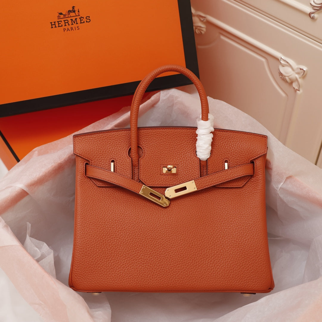 HM BIRKIN BAG 30 FIRE TOGO GOLD HARDWARE