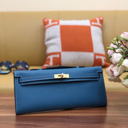 HM Kelly Cut 31cm Blue Swift Leather Ghw