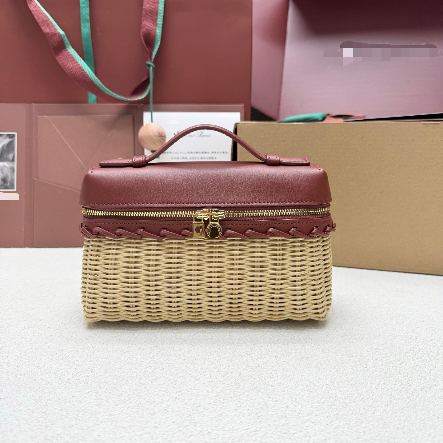 Loro Piana 2026 Extra Pocket L19 East-West Wicker Bag Canvas Calfskin
