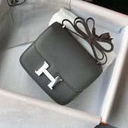 HM CONSTANCE BAG GREY EPSOM LEATHER SILVER HARDWARE