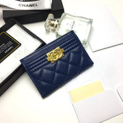 CC BOY CARD HOLDER 11.2 NAVY CALFSKIN GOLD ICON