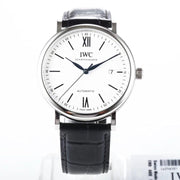 IWC Portofino 40mm White Dial Blue Numerals Black Leather