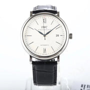 IWC Portofino 40mm Cream Dial Steel Case Black Leather Strap