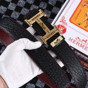 HM Belt 38mm Black Cowhide Leather Gold Buckle 619053