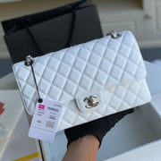 flap bag medium 25 white caviar shw