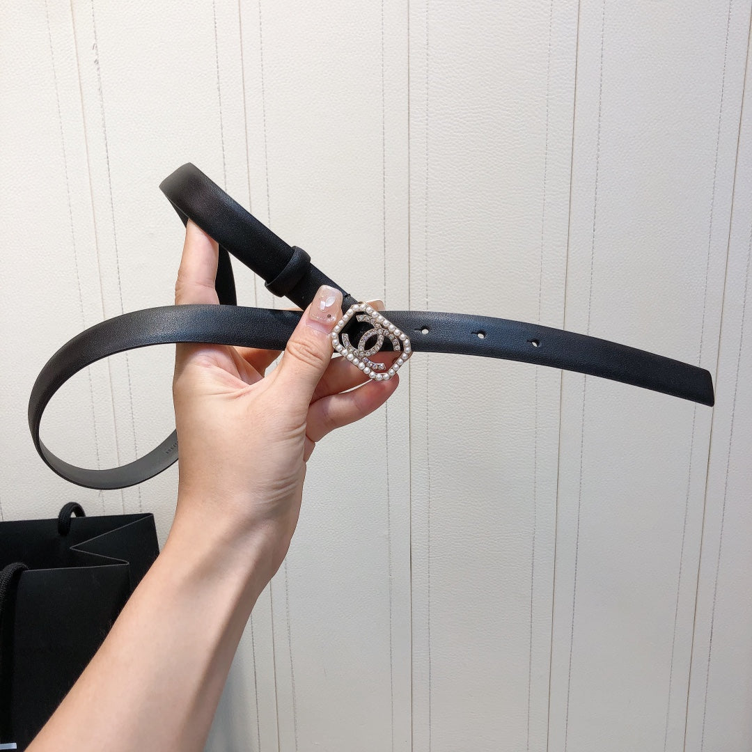 Chanel 2026 Pearl Buckle Belt 20mm Leather