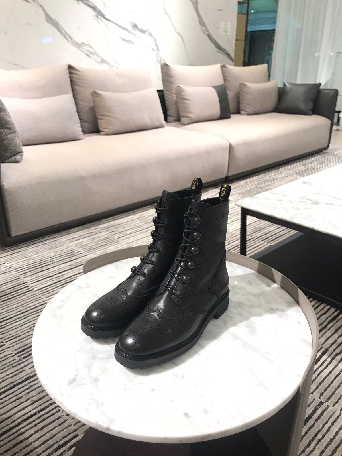 Dior 2026 Diorunit Combat Boots Black Leather 966677