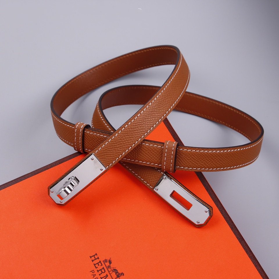 hm kelly belt 18mm gold calfskin silver buckle