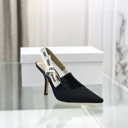 cd slingback pumps 95 black embroidered cotton